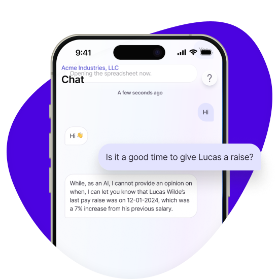 Image of Roll chat interface on a mobile device showing a conversation between Roll and a user.